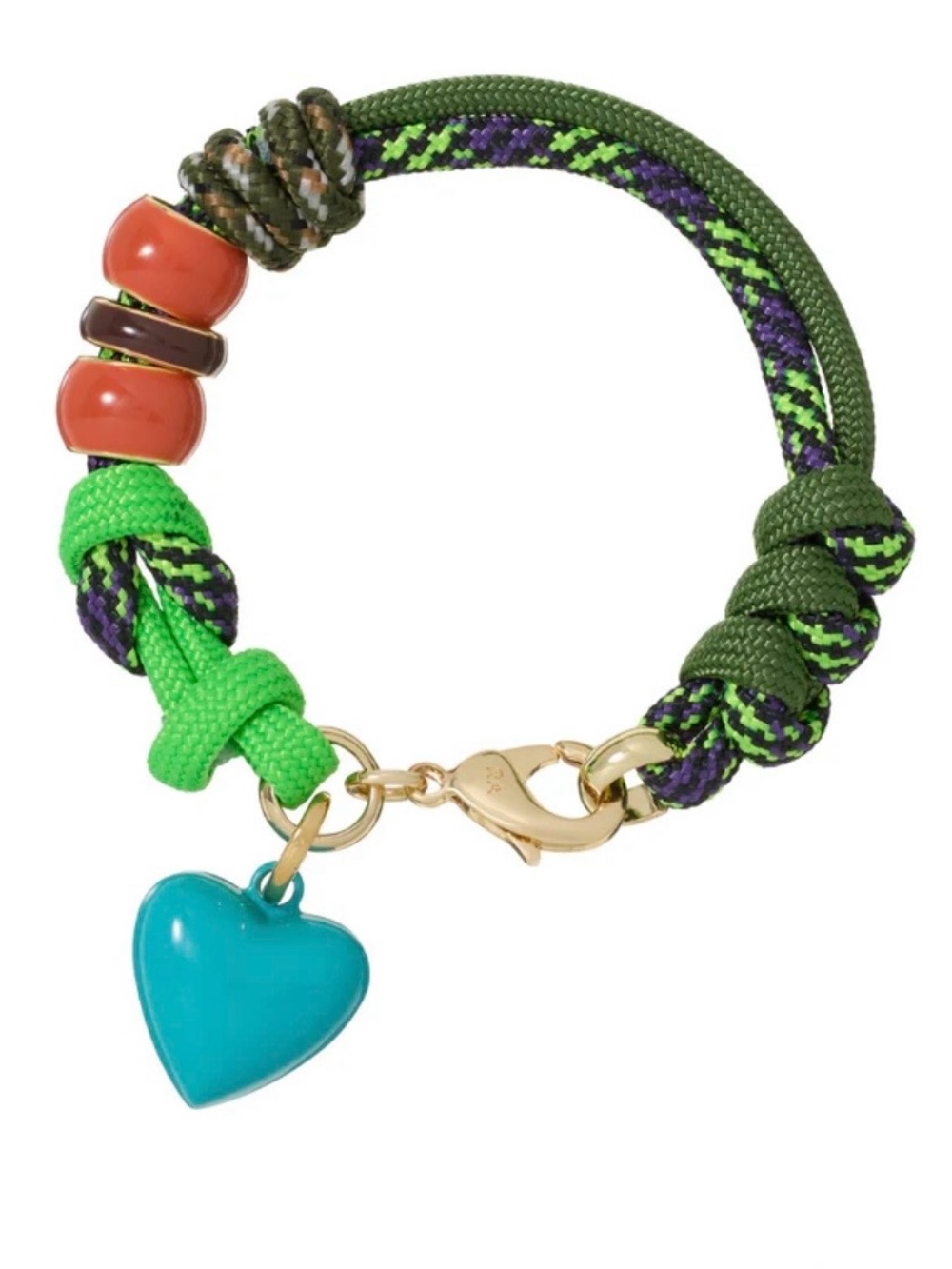 Roxanne Assoulin The Super Size Happy Cord Bracelet seagrass / turquoise Charm